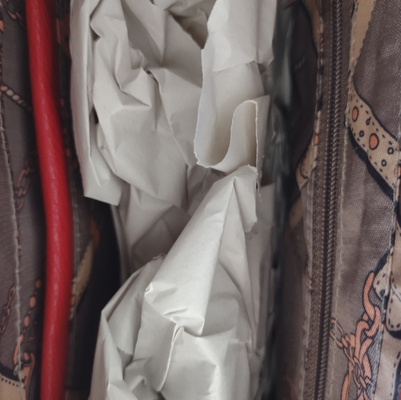 Vegan Hand Bag Purse Red and Gold Fall Autumn Satchel Crossbody Women's Clothing - Picture 5 of 12